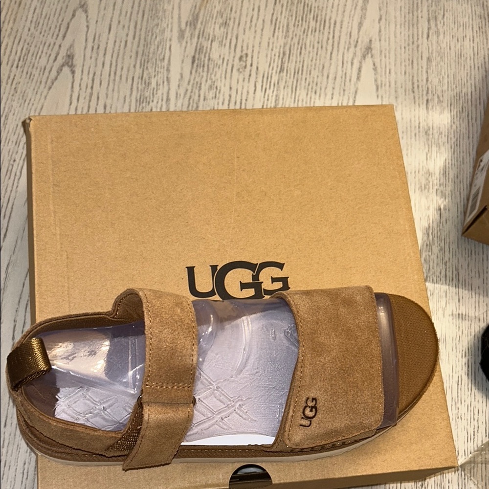 UGG Brown Sandals Plush Slip-On Comfort